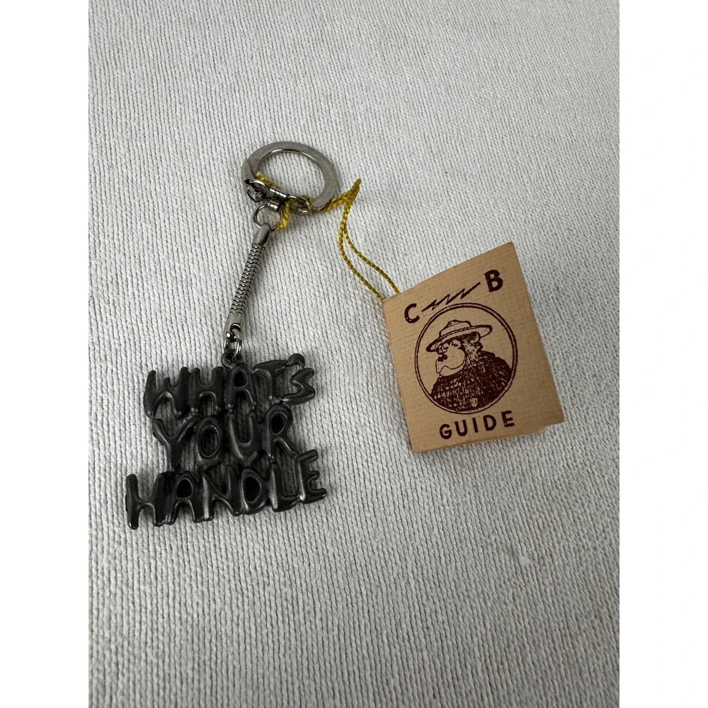 CB Guide Silvertone‎ Chain Link WHATS YOUR HANDLE Pendant Necklace CB Radio Talk